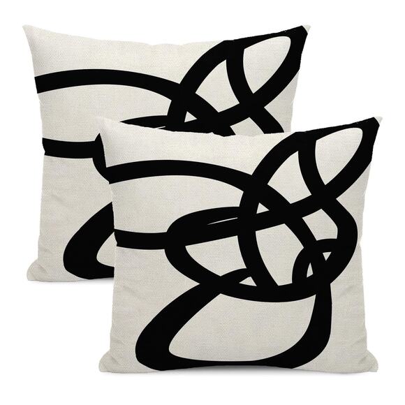 New: Black And White Pillow Covers (2 packs)-24X24"; boho, modern, abstract - Picture 1 of 5